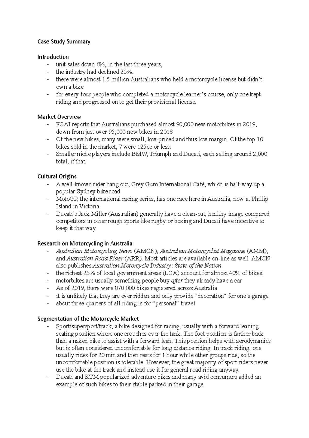 what is a case study summary