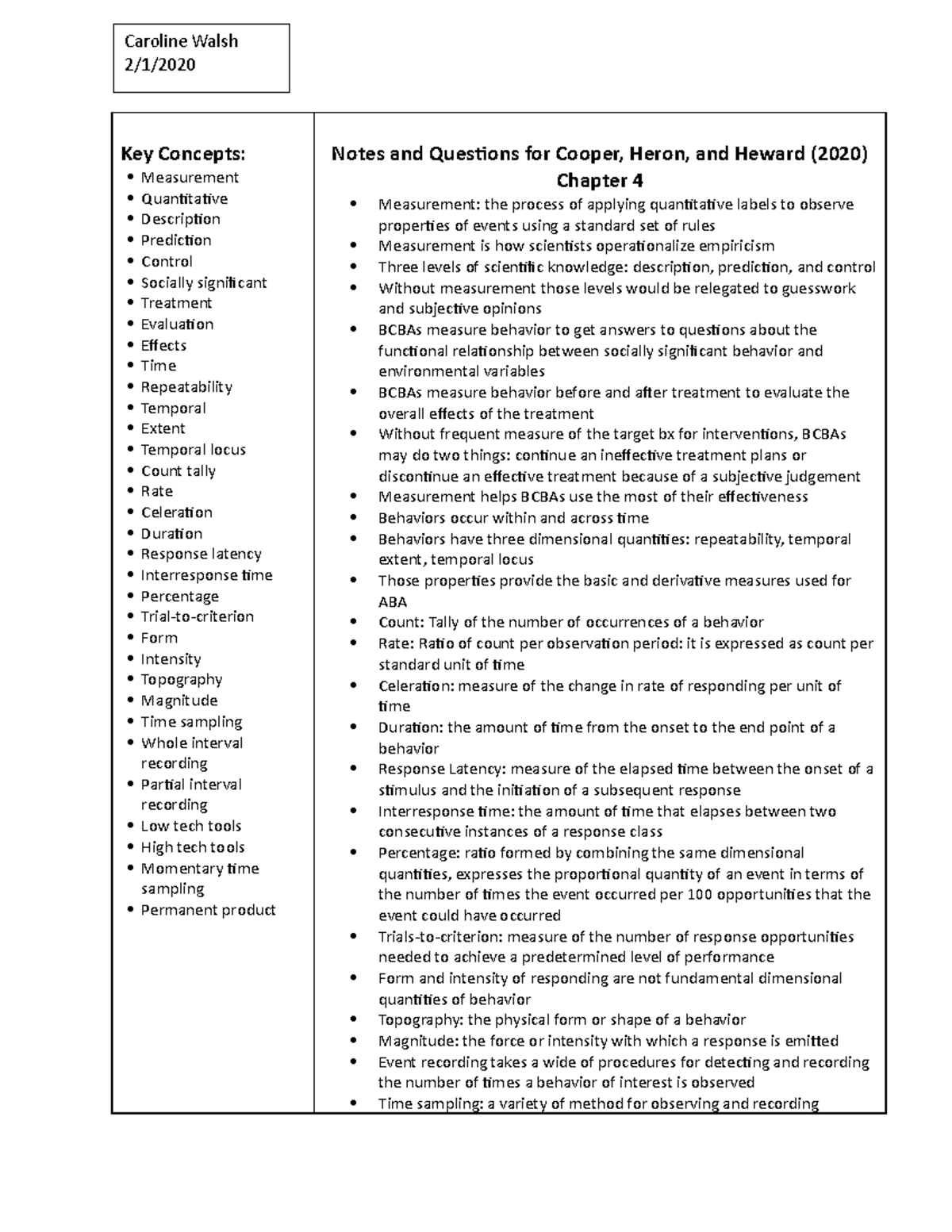 Notes 3 604 - Key Concepts: Measurement Quantitative Description ...
