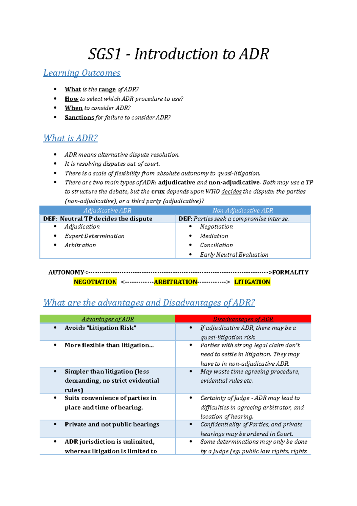 Alternative Dispute Resolution 2015 - SGS1 - Introduction to ADR ...