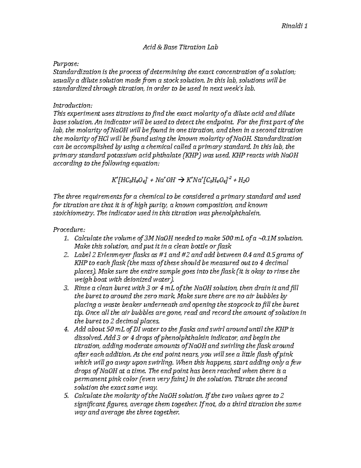 Example lab report chemistry titration image