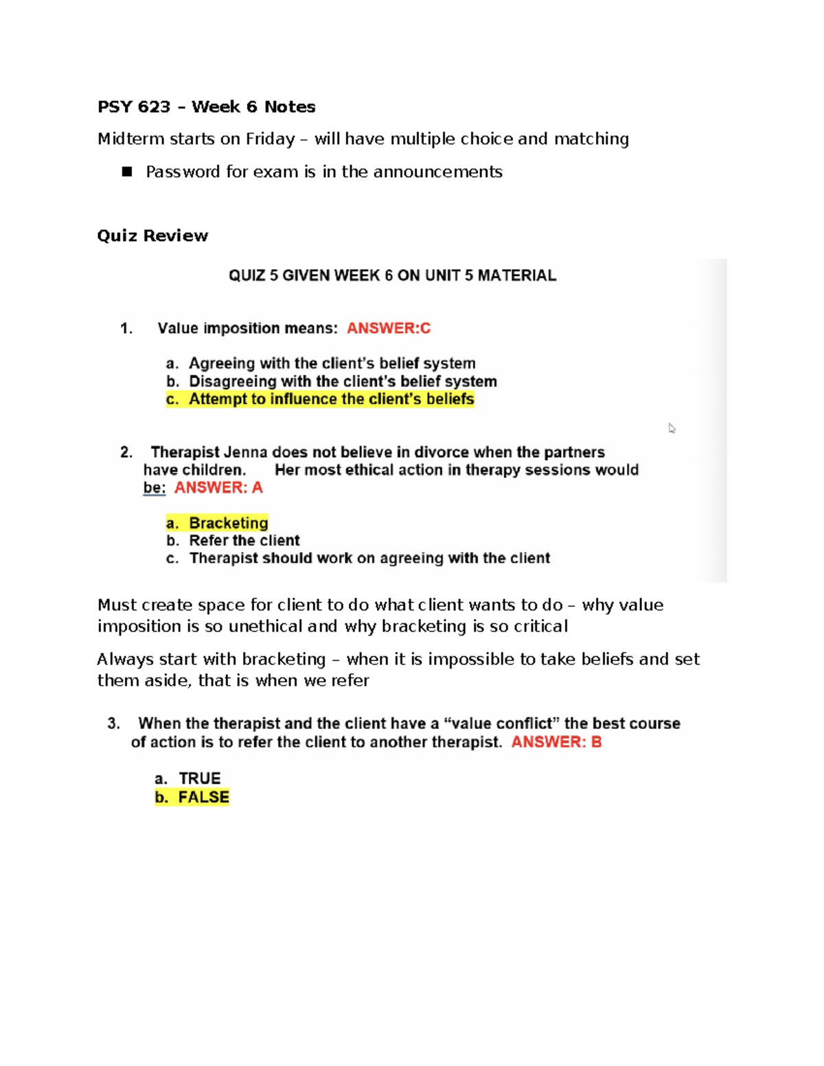 Week 6 Notes 14Aug24 - PSY 623 – Week 6 Notes Midterm starts on Friday ...
