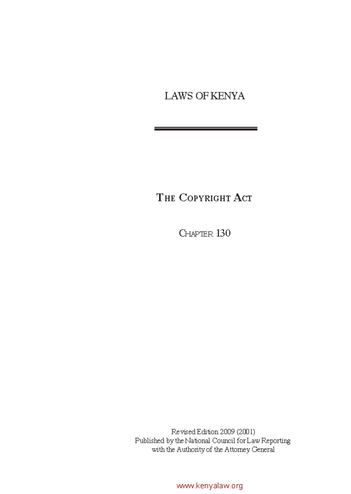 Copyright act - statute - LAWS OF KENYA The CopyrighT ACT ChAptEr 130 ...