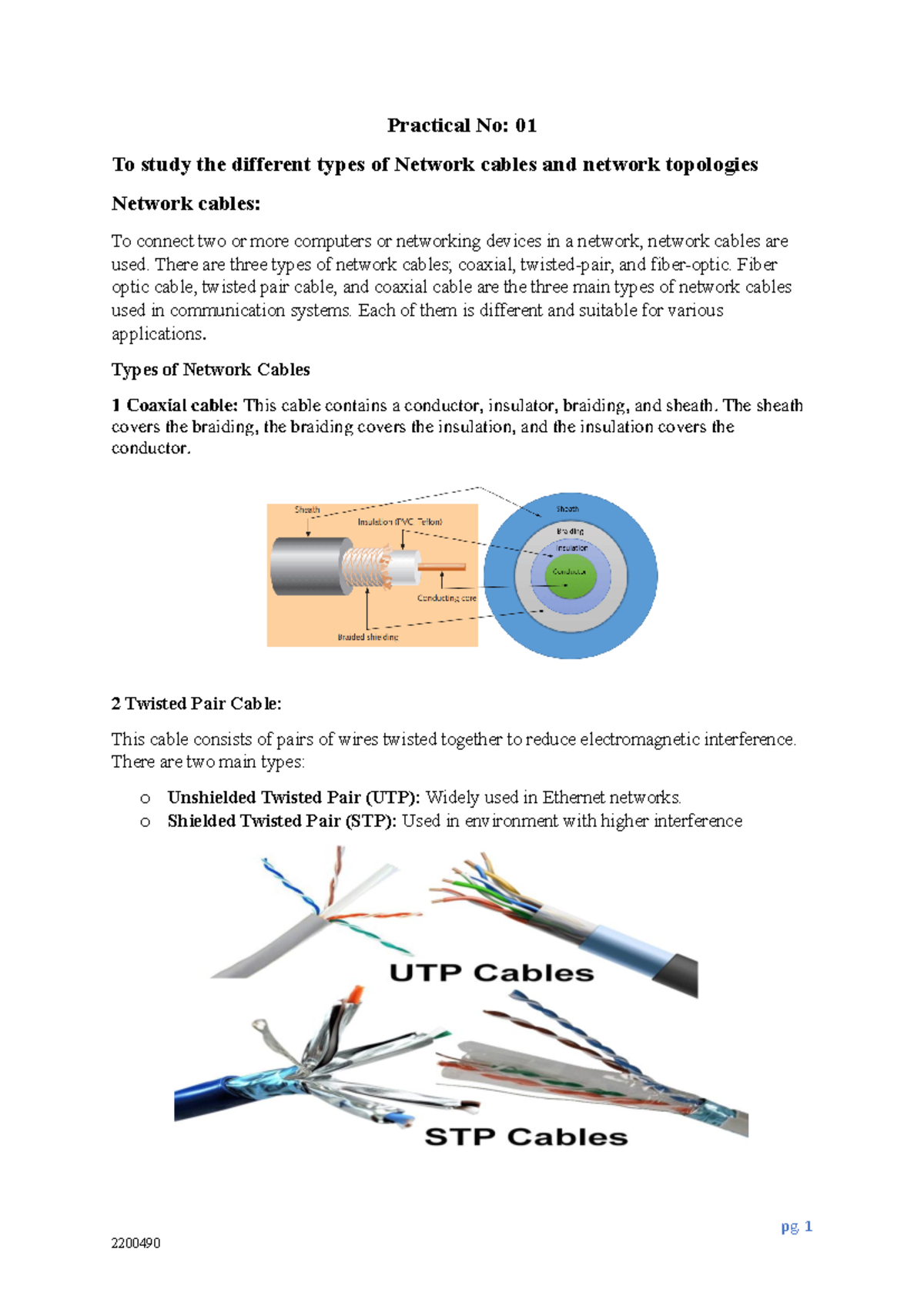 CN practical No - good - pg. 1 Practical No: 01 To study the different ...