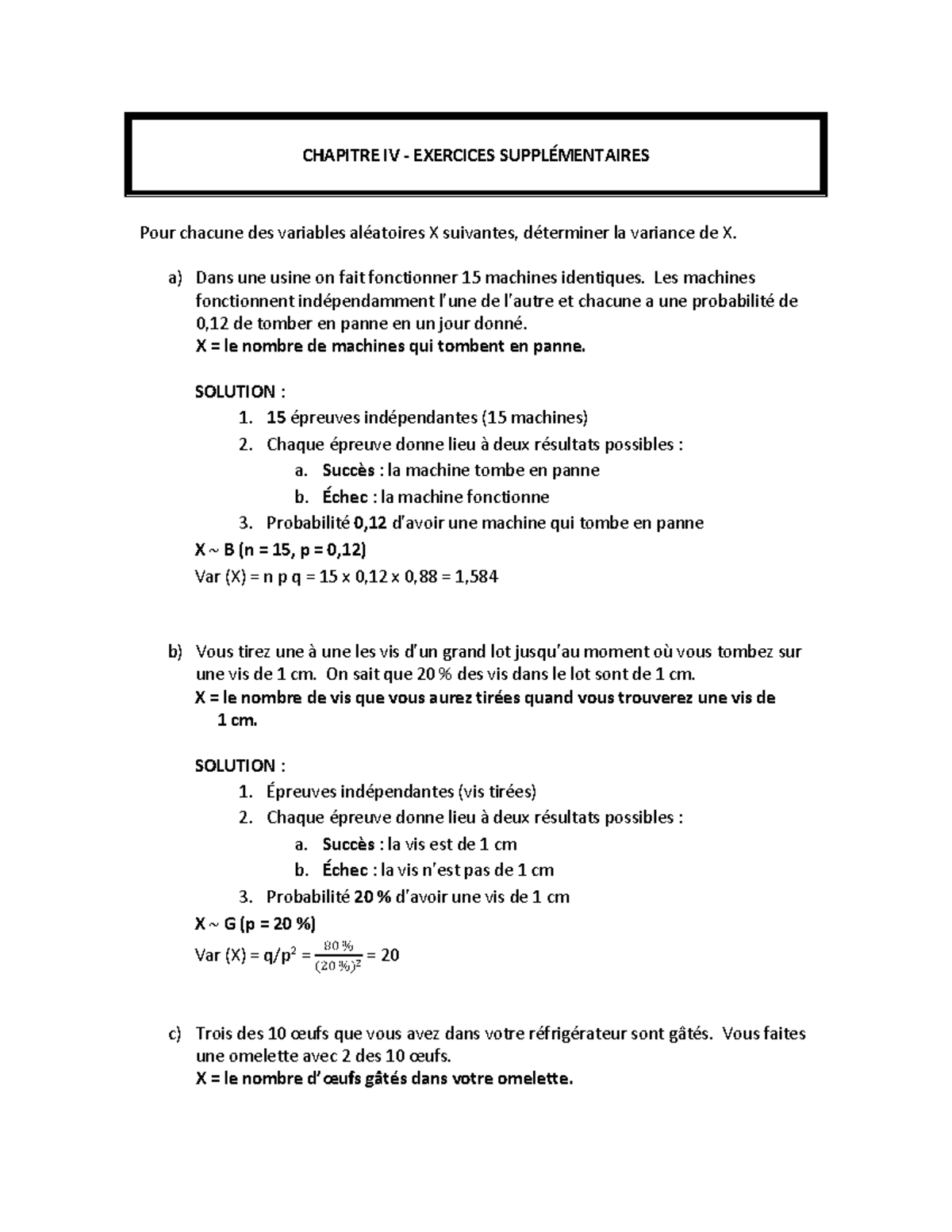 Exercices Chapitre Iv Exos Chapitre Iv Exercices Suppl Mentaires Pour Chacune Des