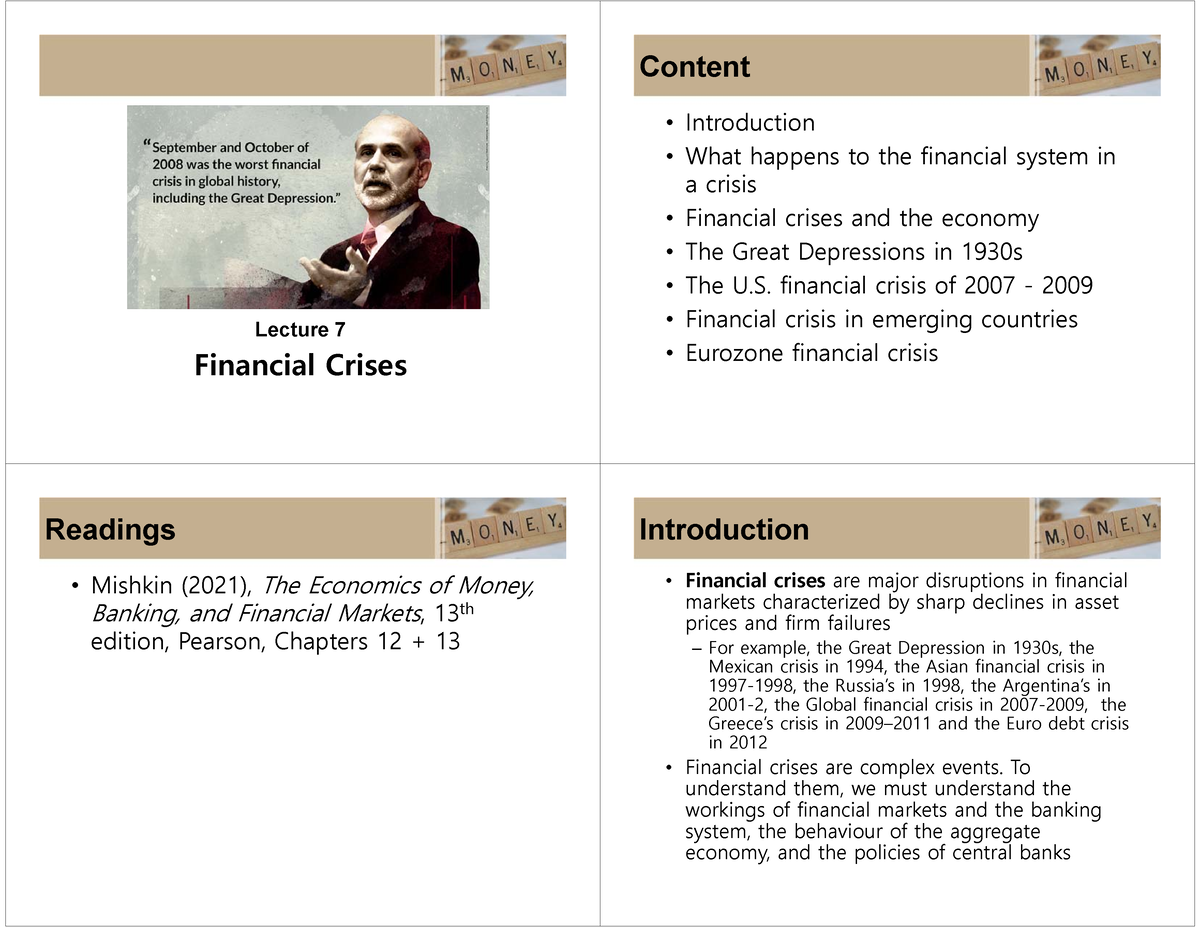 Lecture+7+-+Financial+Crisis - Lecture 7 Financial Crises Content ...