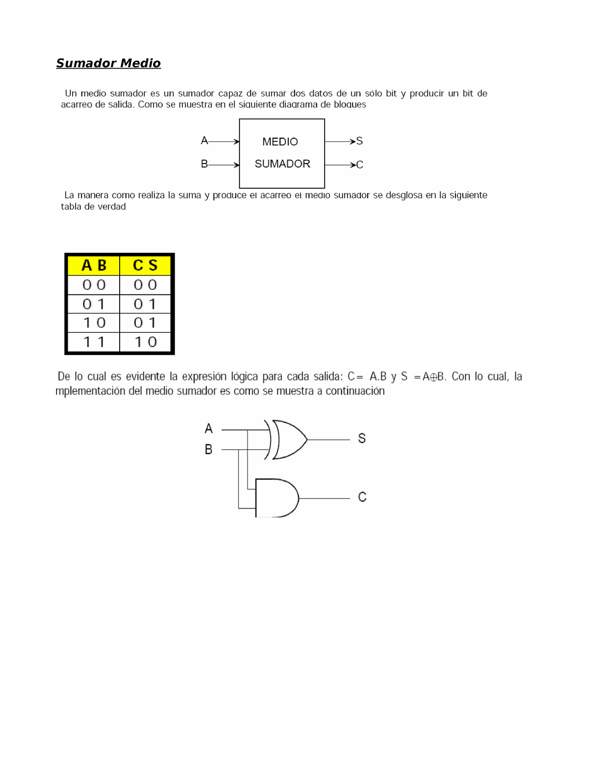 Idoc - registro - Sumador Medio Sumador Completo Un sumador completo es ...