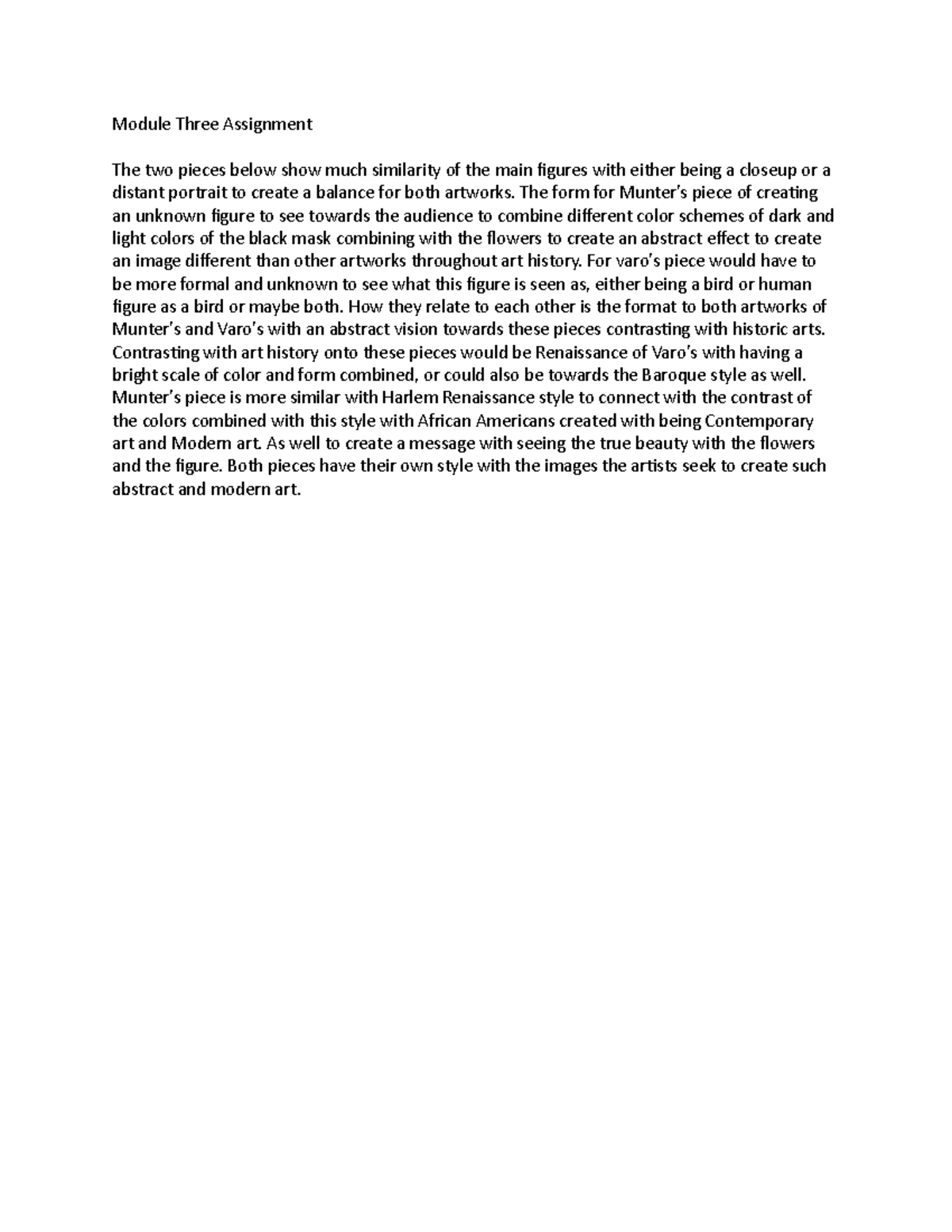 Module Three Assignment - The form for Munter's piece of creating an ...