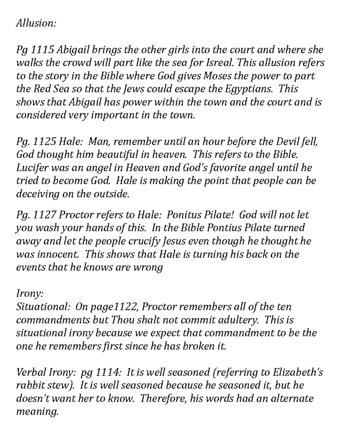 Answersto crucible literary elements Allusion Pg 1115 Abigail brings