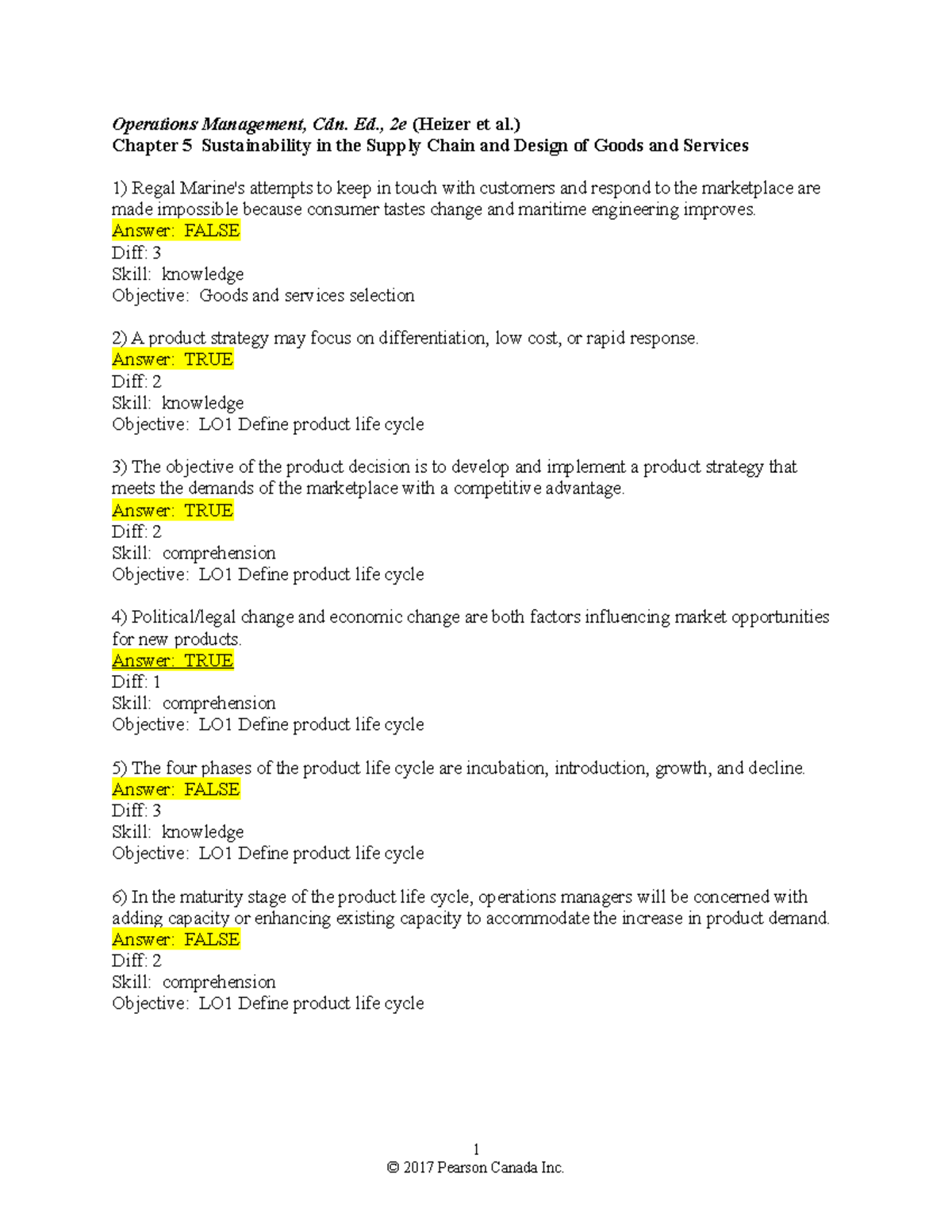 Chapter 5 - Operations Management, Cdn. Ed., 2e (Heizer et al.) Chapter ...