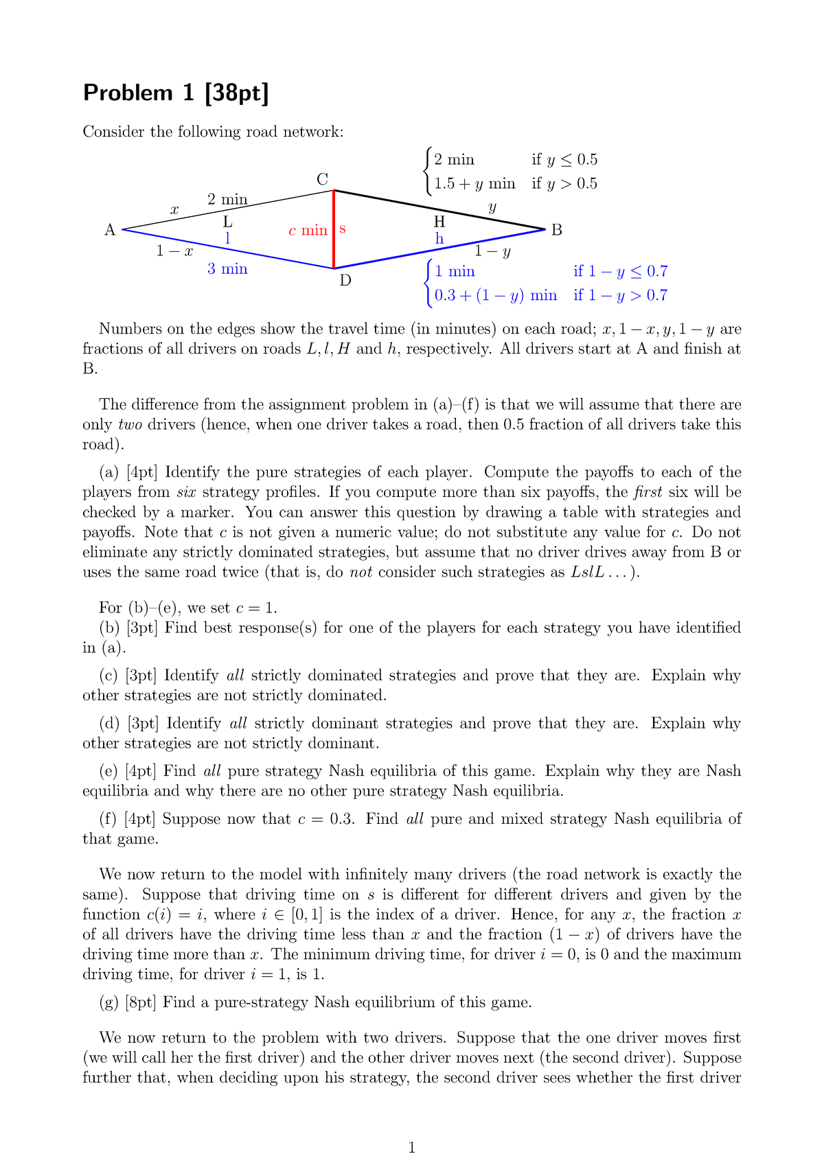 ECON30010 2021 Exam - Final Paper - Problem 1 [38pt] Consider The ...