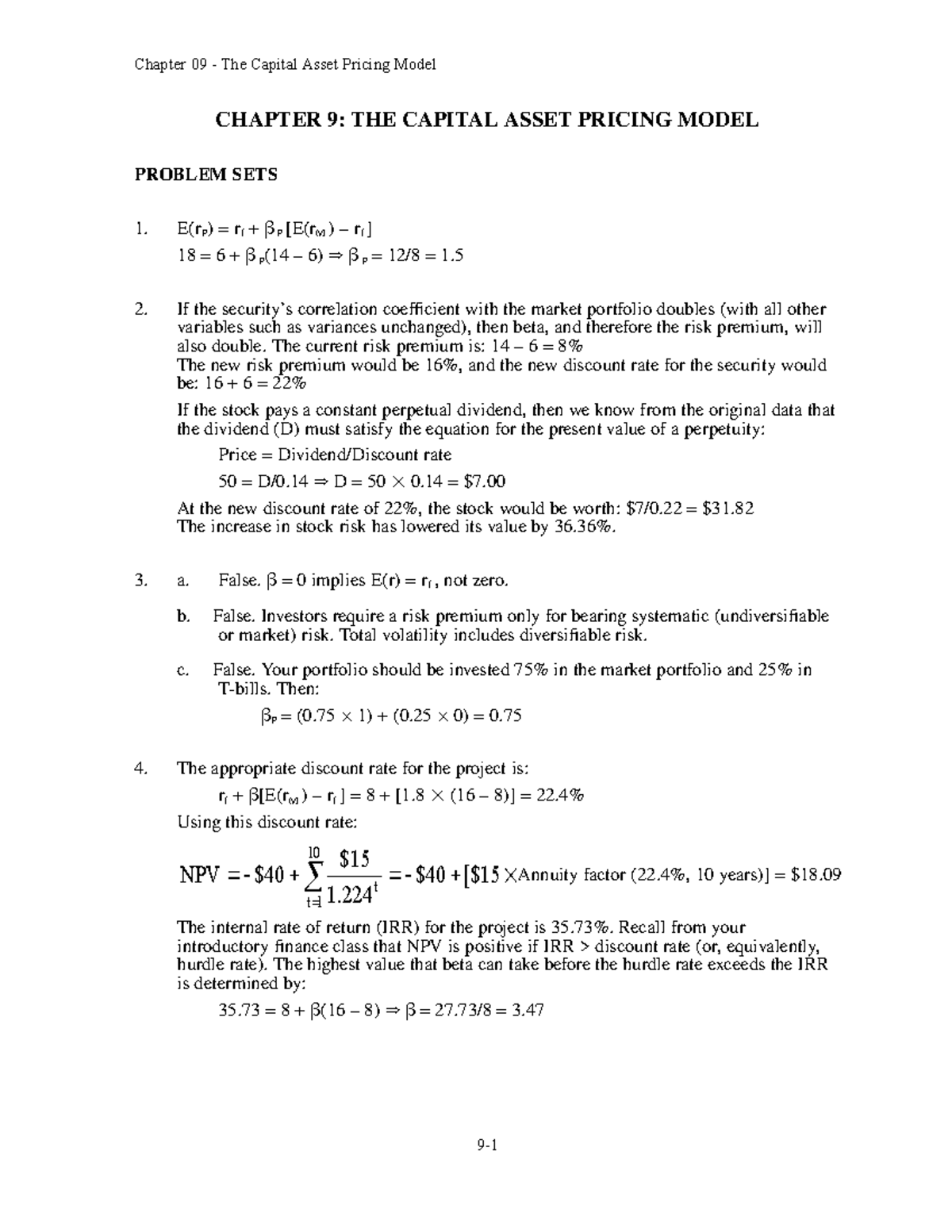 solutions-chapter-09-the-capital-asset-pricing-model-chapter-9-the