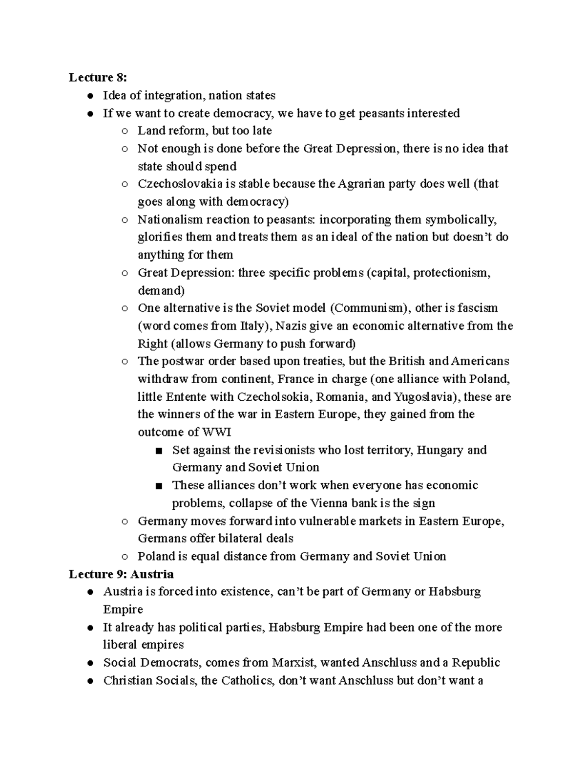 Lecture 8-10 - Lecture 8: Idea of integration, nation states If we want ...