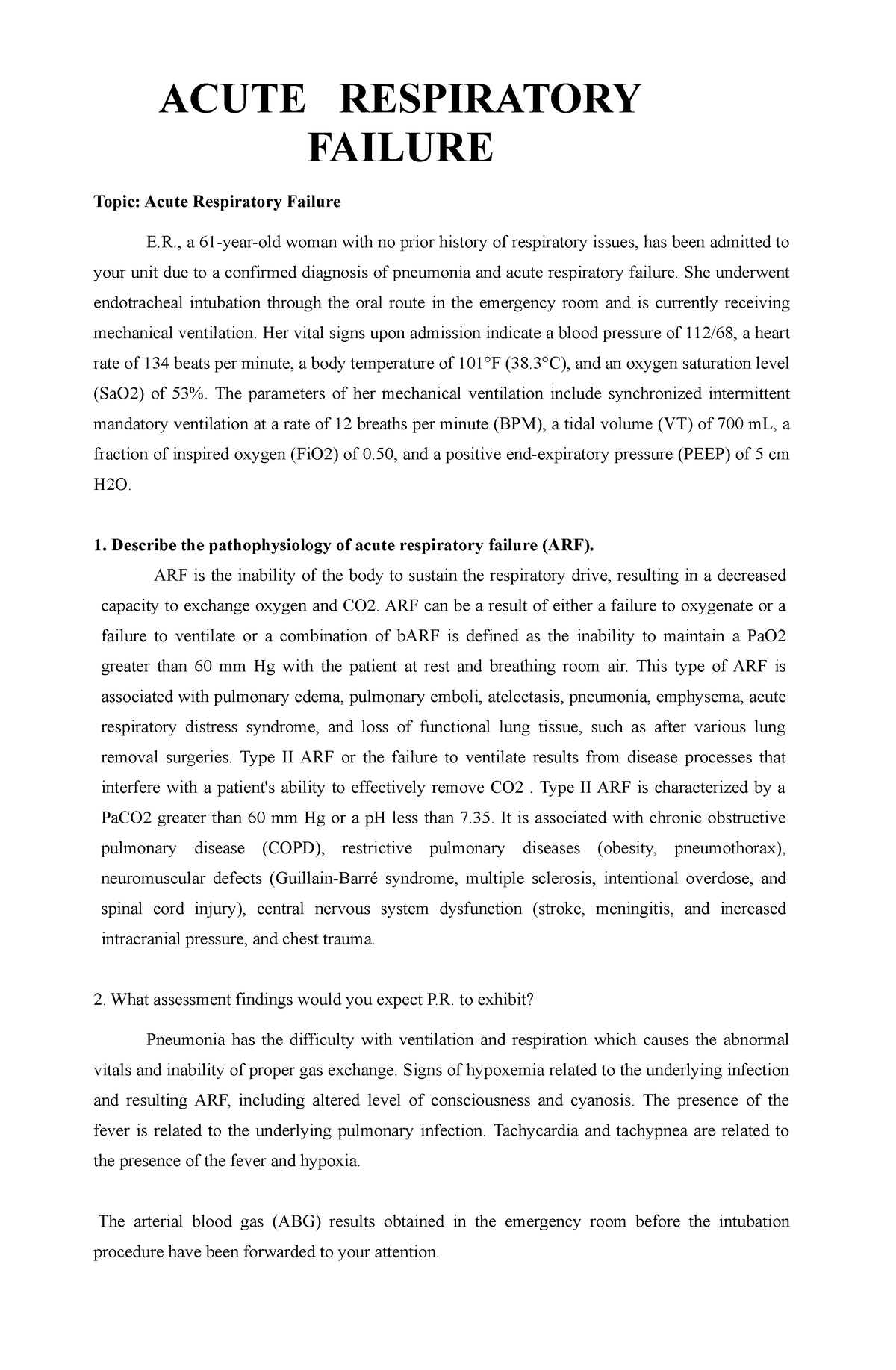 case study type 2 respiratory failure