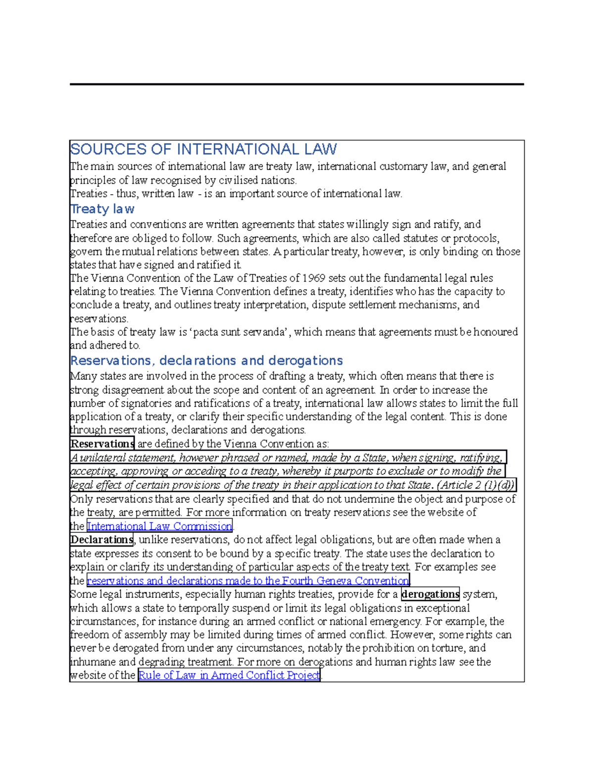 Sources Of International Law Treaties Thus Written Law Is An Sources Of International Law Treaties Thus Written Law Is An