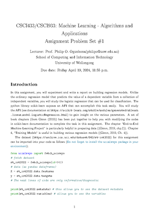 Excerpts HML SKL TF Assignment 1 - Aurélien Géron Hands-on Machine ...