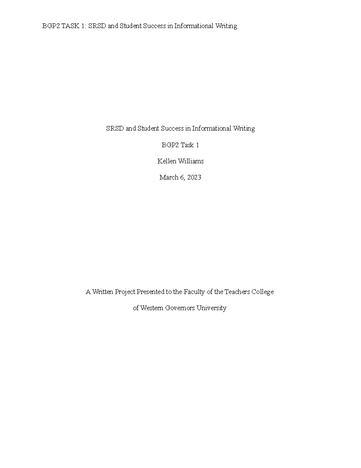 C227 Task 1 - Research Proposal (Passed) - BGP2 TASK 1: SRSD and ...