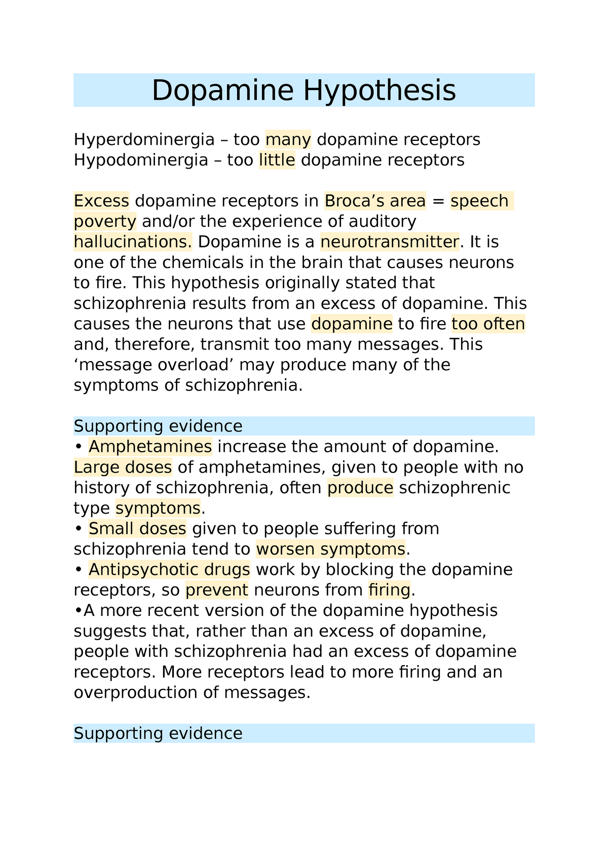 essay dopamine hypothesis