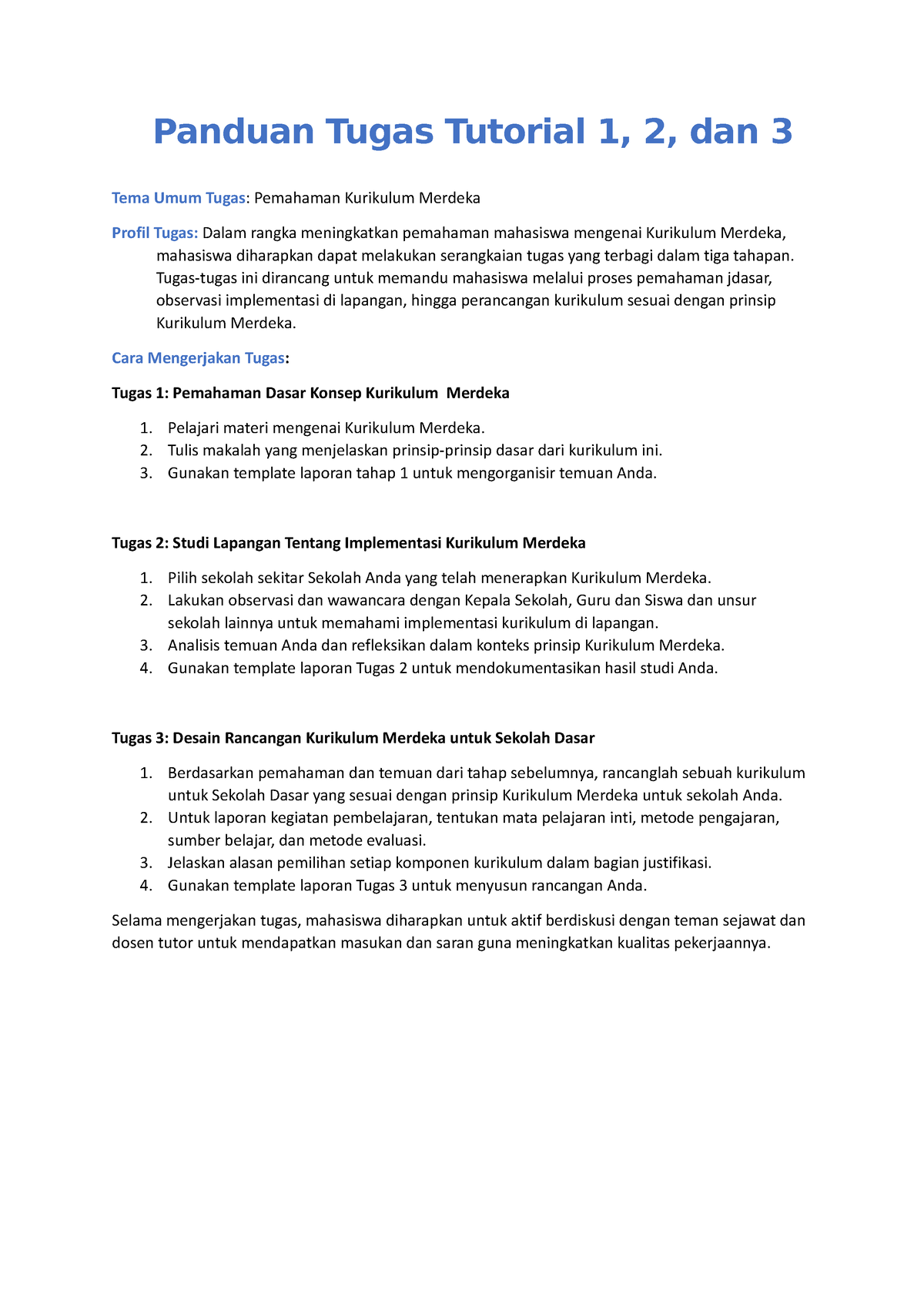 Panduan Dan Template Tugas Tuton 1, 2 Dan 3 - Panduan Tugas Tutorial 1 ...