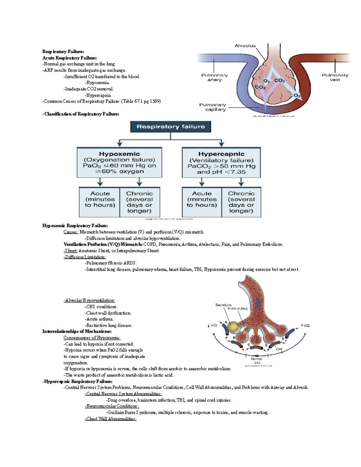 Respiratory Failure Lecture Notes Respiratory Failure Acute