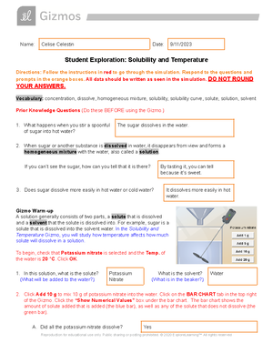 Solubility and Temperature Portfolio