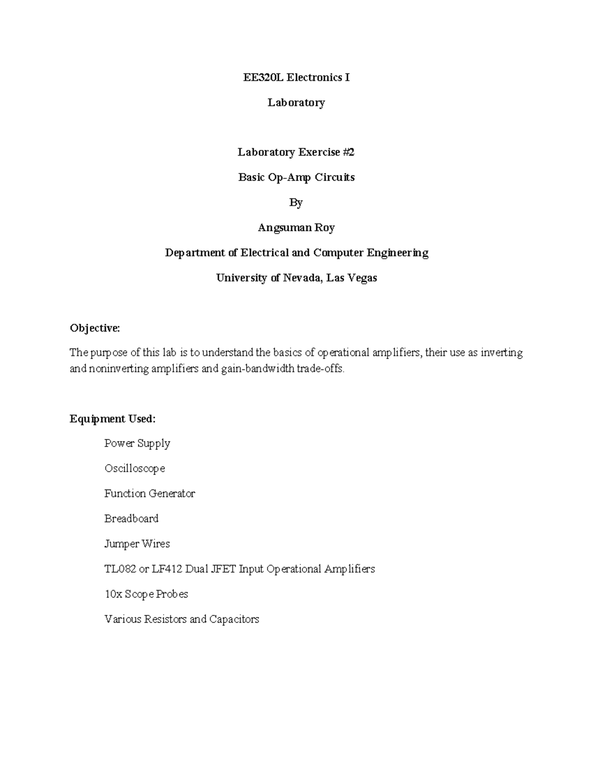 Tutorial work - 2 - Lab report - EE320L Electronics I Laboratory ...