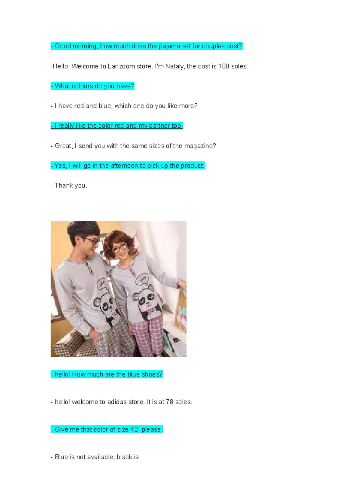 Borrador sdgaebaefbeaf Good morning, how much does the pajama set for couples cost? Hello