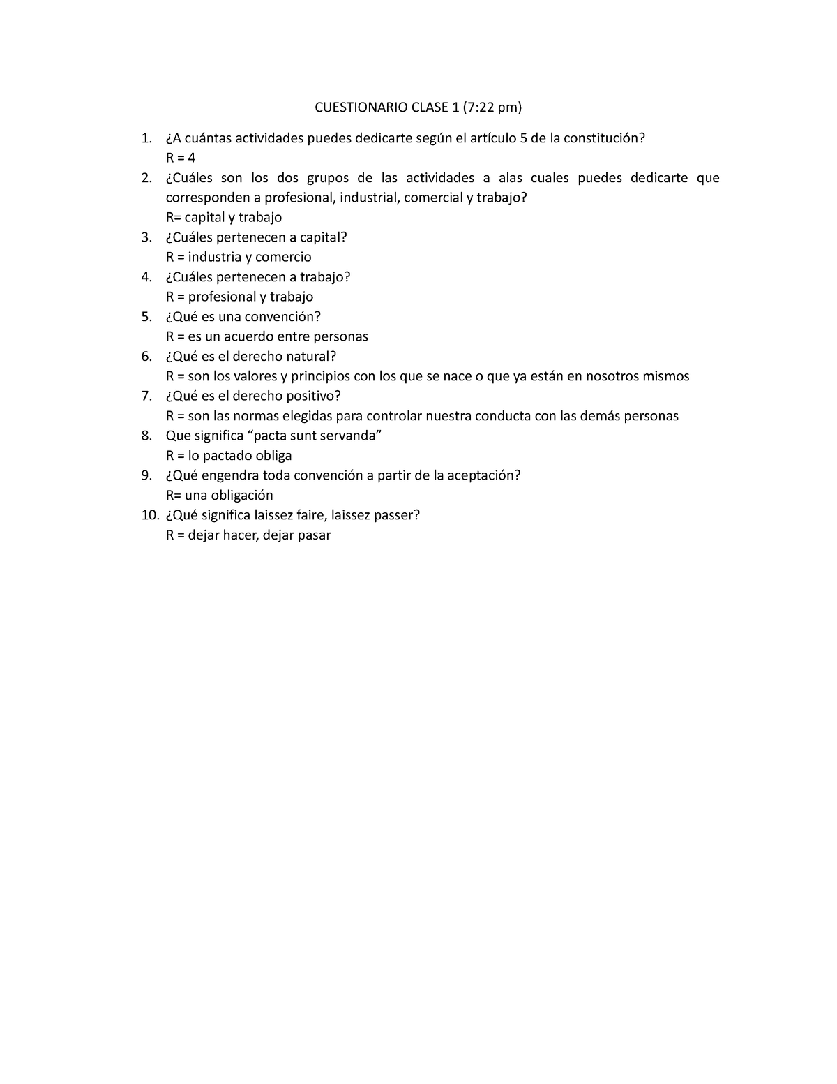 Cuestionario Clase 1 - CUESTIONARIO CLASE 1 (7:22 Pm) ¿A Cuántas ...