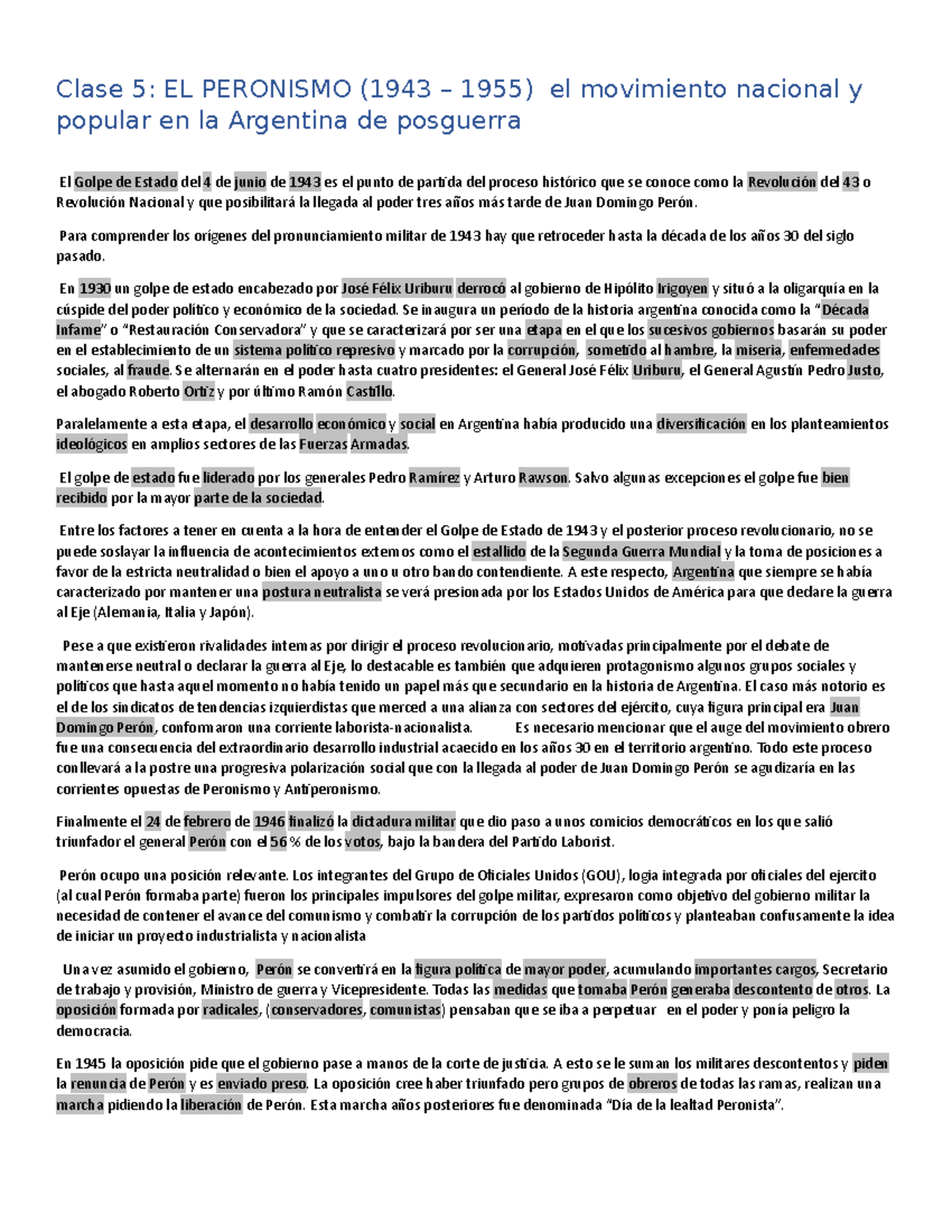 Clase 5 peronismo - Clase 5: EL PERONISMO (1943 – 1955) el movimiento ...