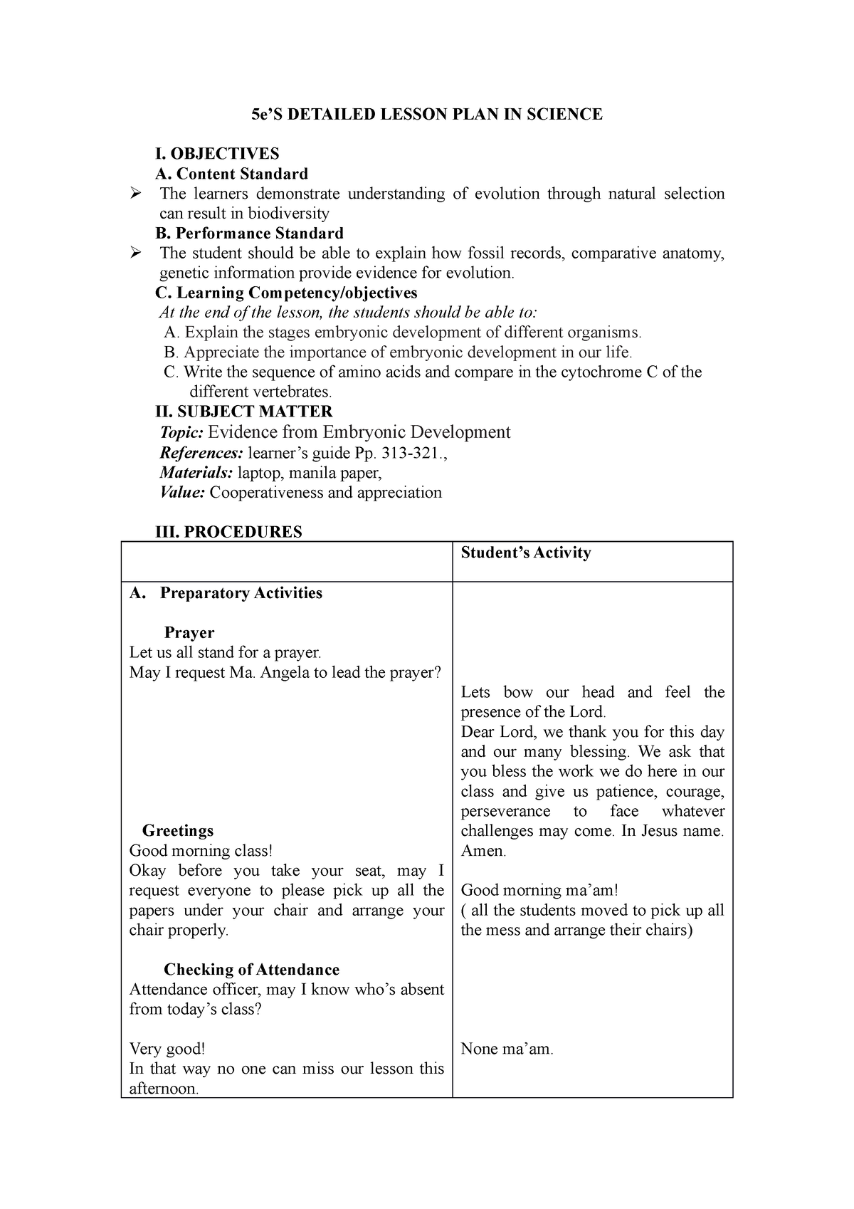 5e's dlp 3 - GOOD - 5e’S DETAILED LESSON PLAN IN SCIENCE I. OBJECTIVES ...