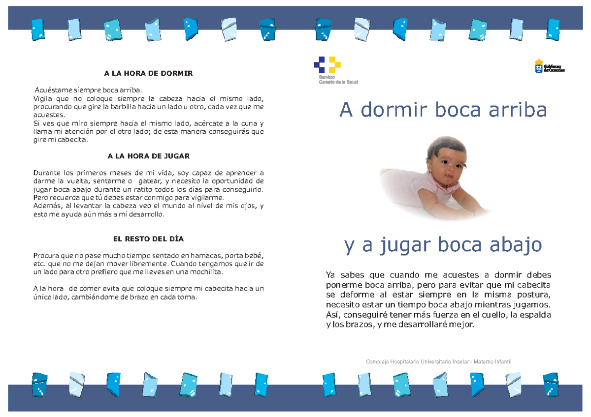 Tema 1.1 Adormirbocaarribajugarbocaabajo 2 y a jugar boca abajo A dormir boca arriba A