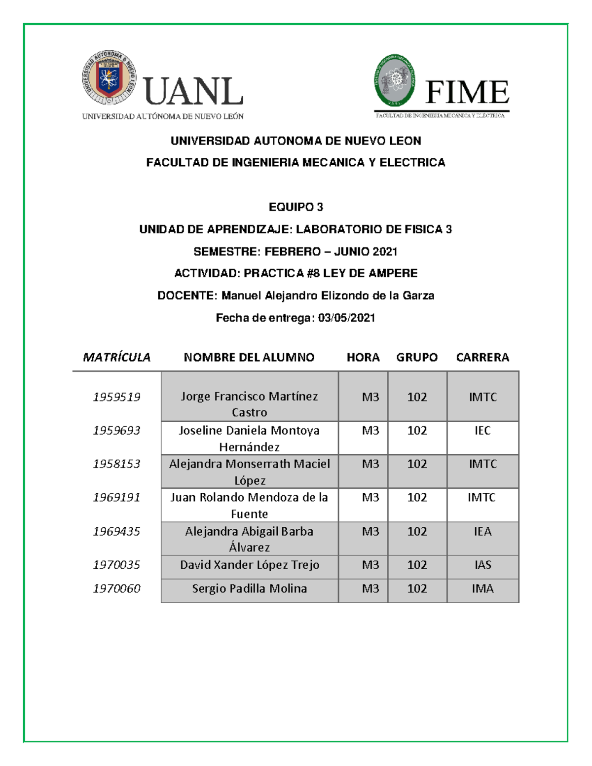 Practica #8- Equipo 3-LAB 3 - UNIVERSIDAD AUTONOMA DE NUEVO LEON ...