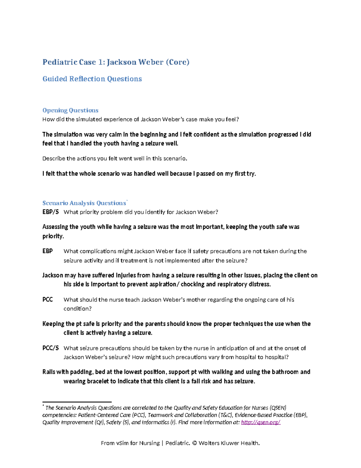 Pediatric Case Study: Jackson Weber - Reflection and Analysis ...