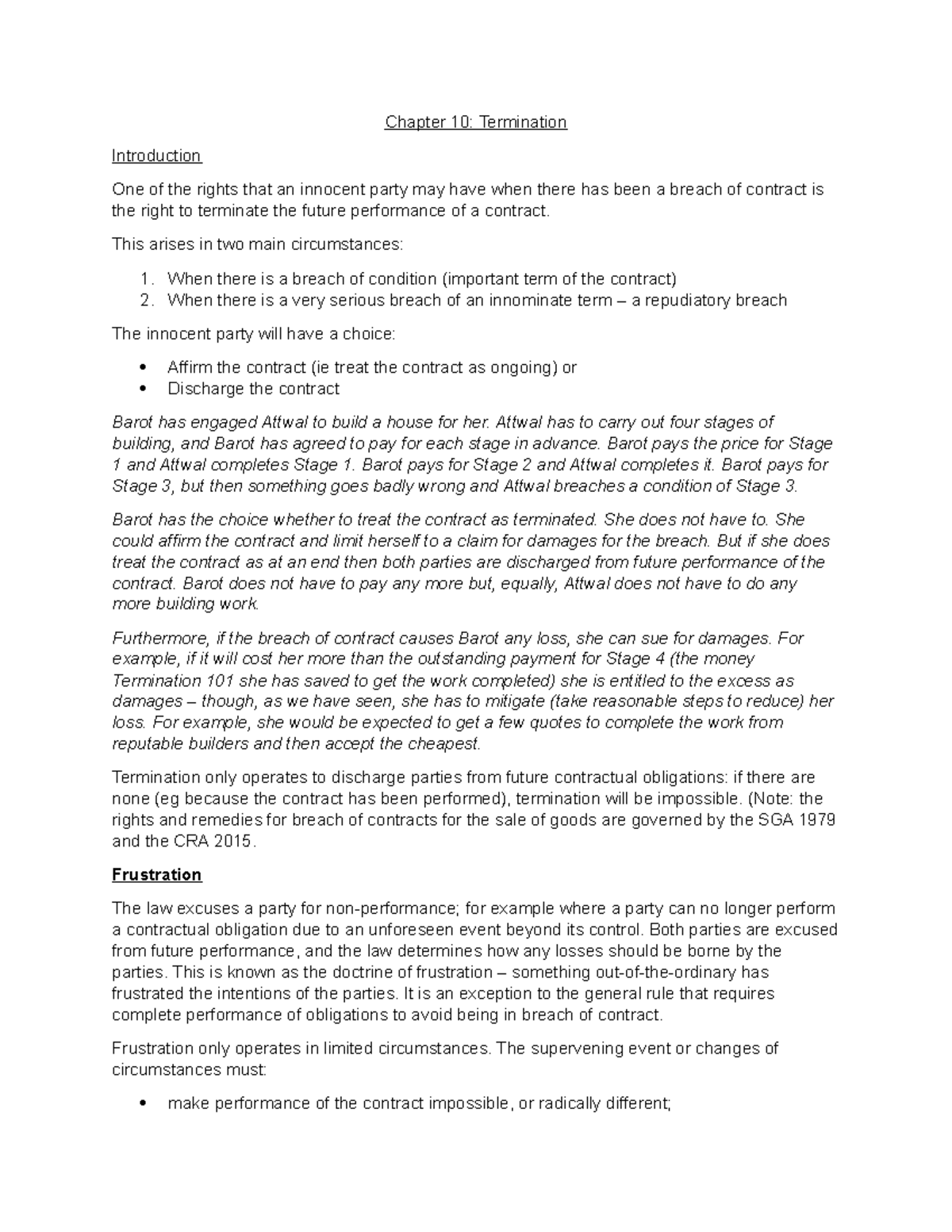 Contract Chapter 10 Termination - Chapter 10: Termination Introduction ...