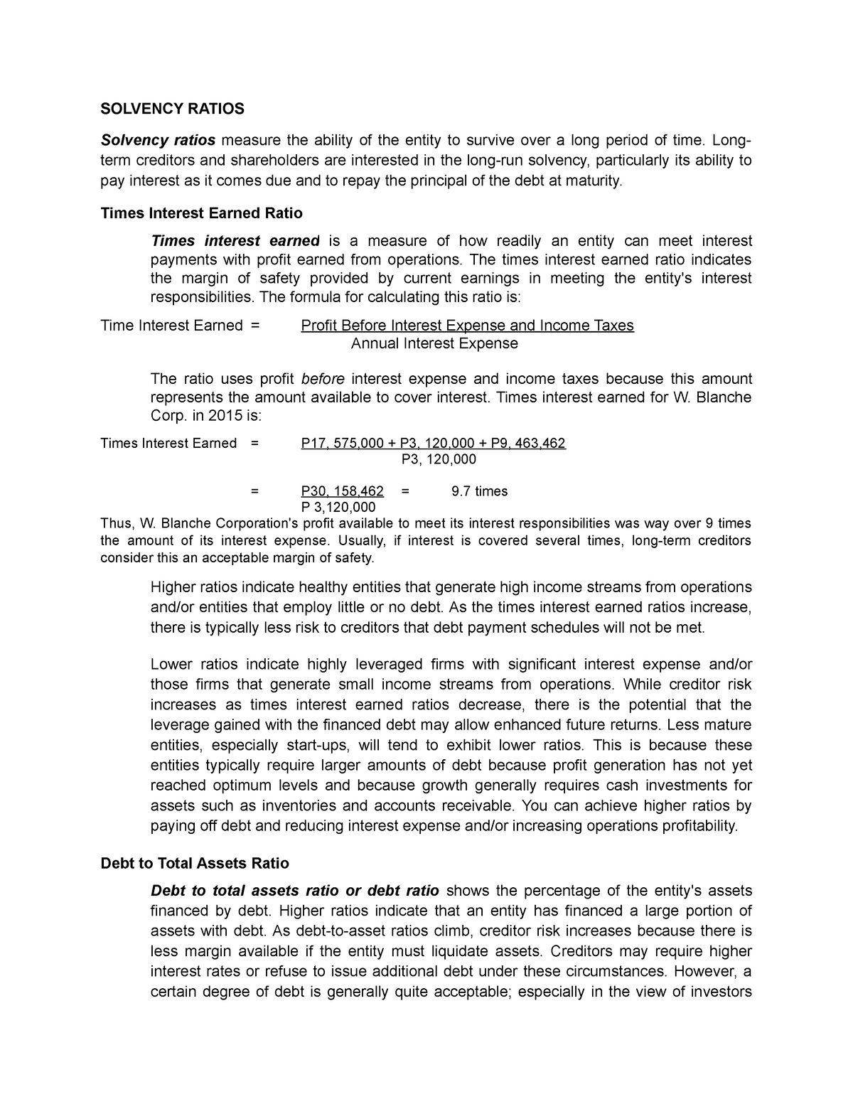 Solvency Ratios - Financial Management Notes - SOLVENCY RATIOS Solvency ...