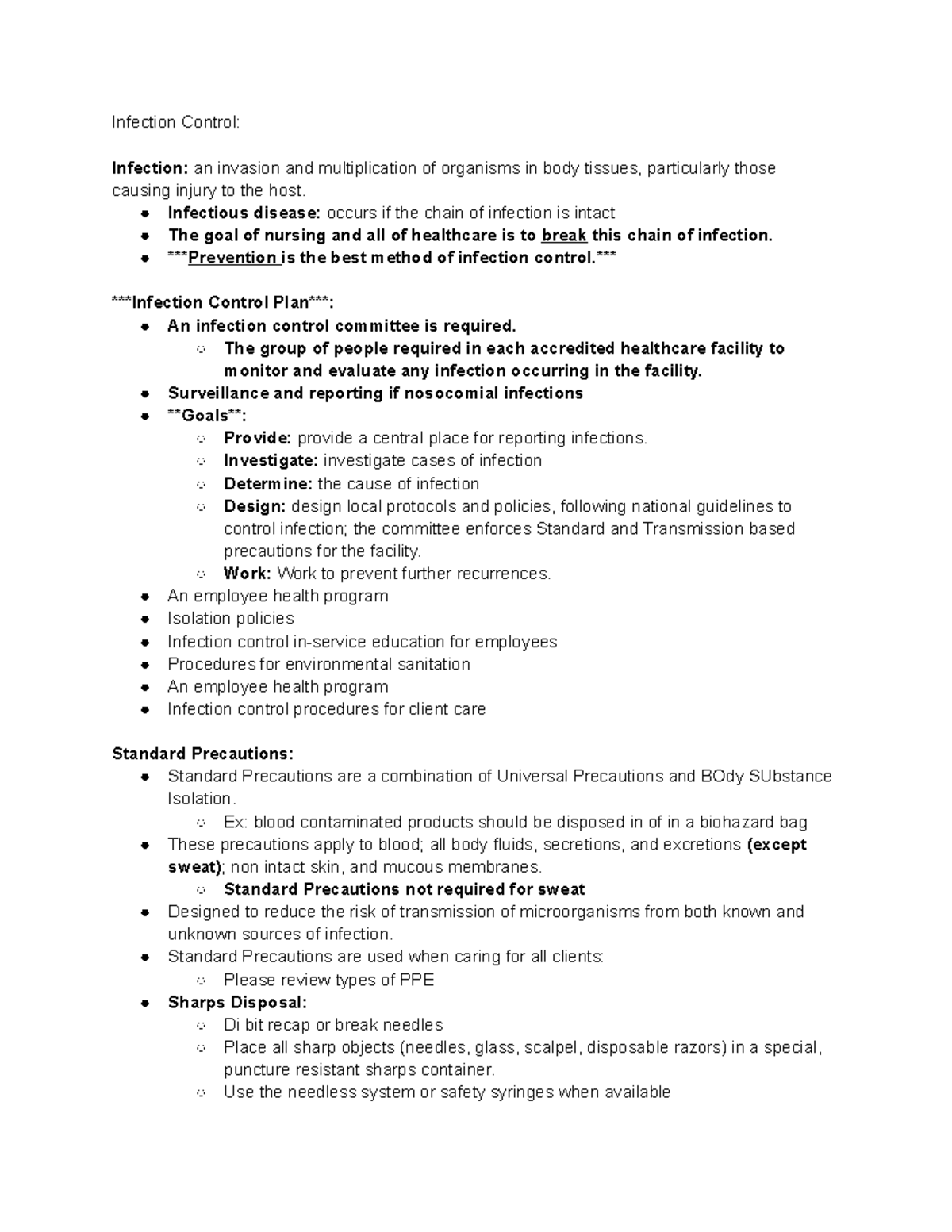 Microbiology Test #3 - Infection Control: Infection: an invasion and ...