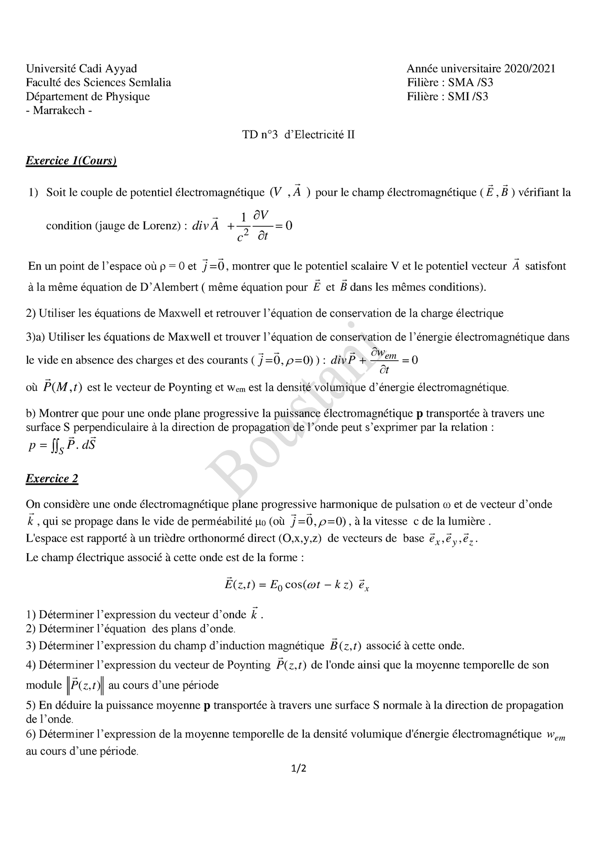 Td3 Aut2020 1 Université Cadi Ayyad Année Universitaire 2020 Faculté Des Sciences Semlalia 4268