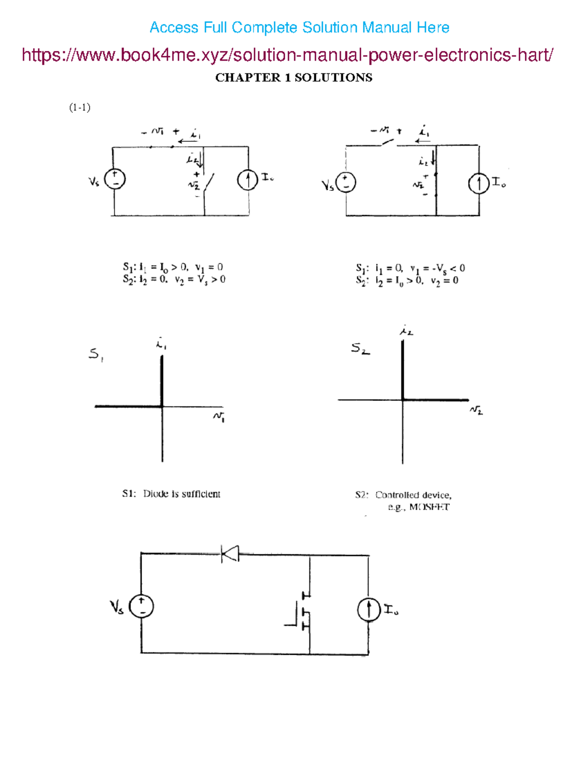 Solution Manual Power Electronics Daniel - CHAPTER 1 SOLUTIONS (1-1 ...