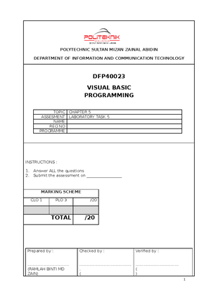 KNR1723 2122Tutorial - Visual Basic Programming - Studocu