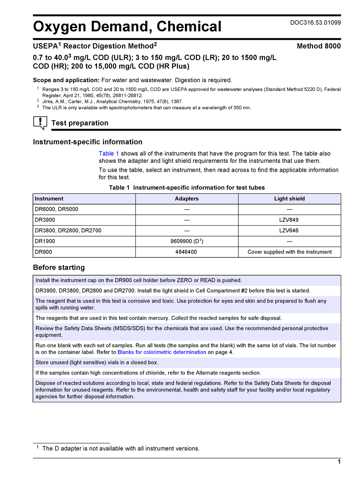 DOC316 - additional info - Oxygen Demand, Chemical DOC316. USEPA 1 ...