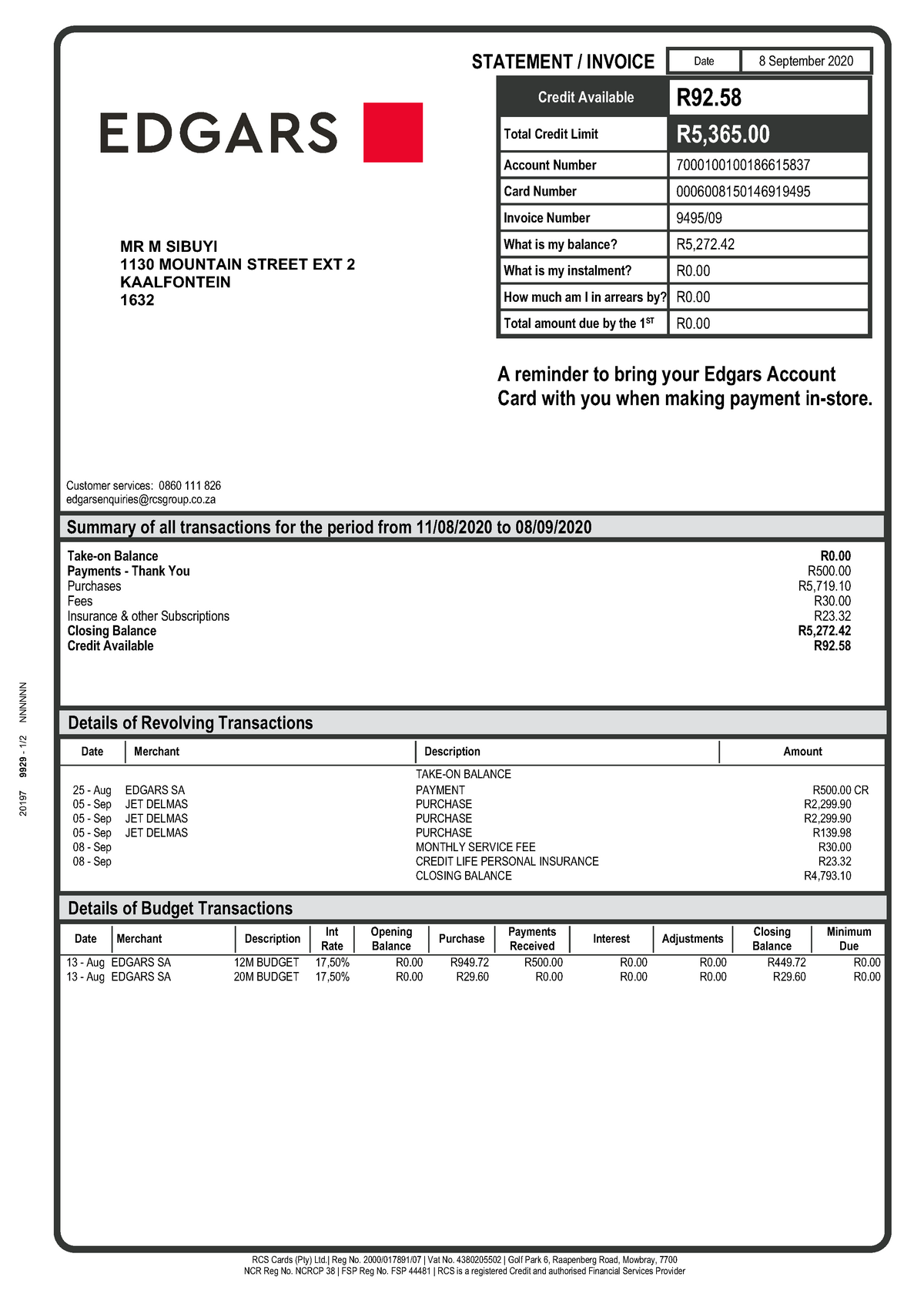 RSK4803+Topic+4 risk STATEMENT / INVOICE Date Credit Available