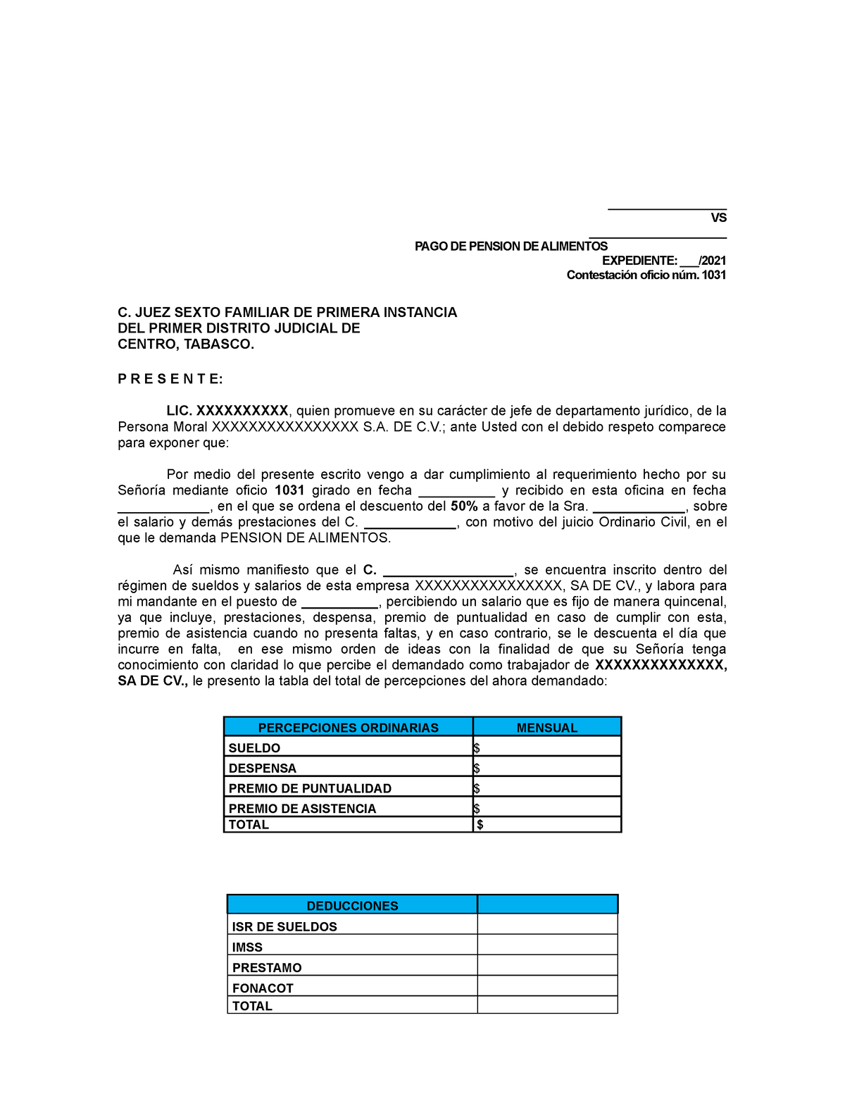 Contestacion De Pension Alimenticia Vs Pago De Pension De Alimentos 0092