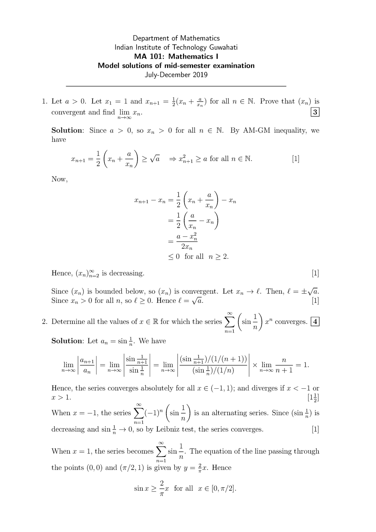 Exam, answers - Department of Mathematics Indian Institute of ...