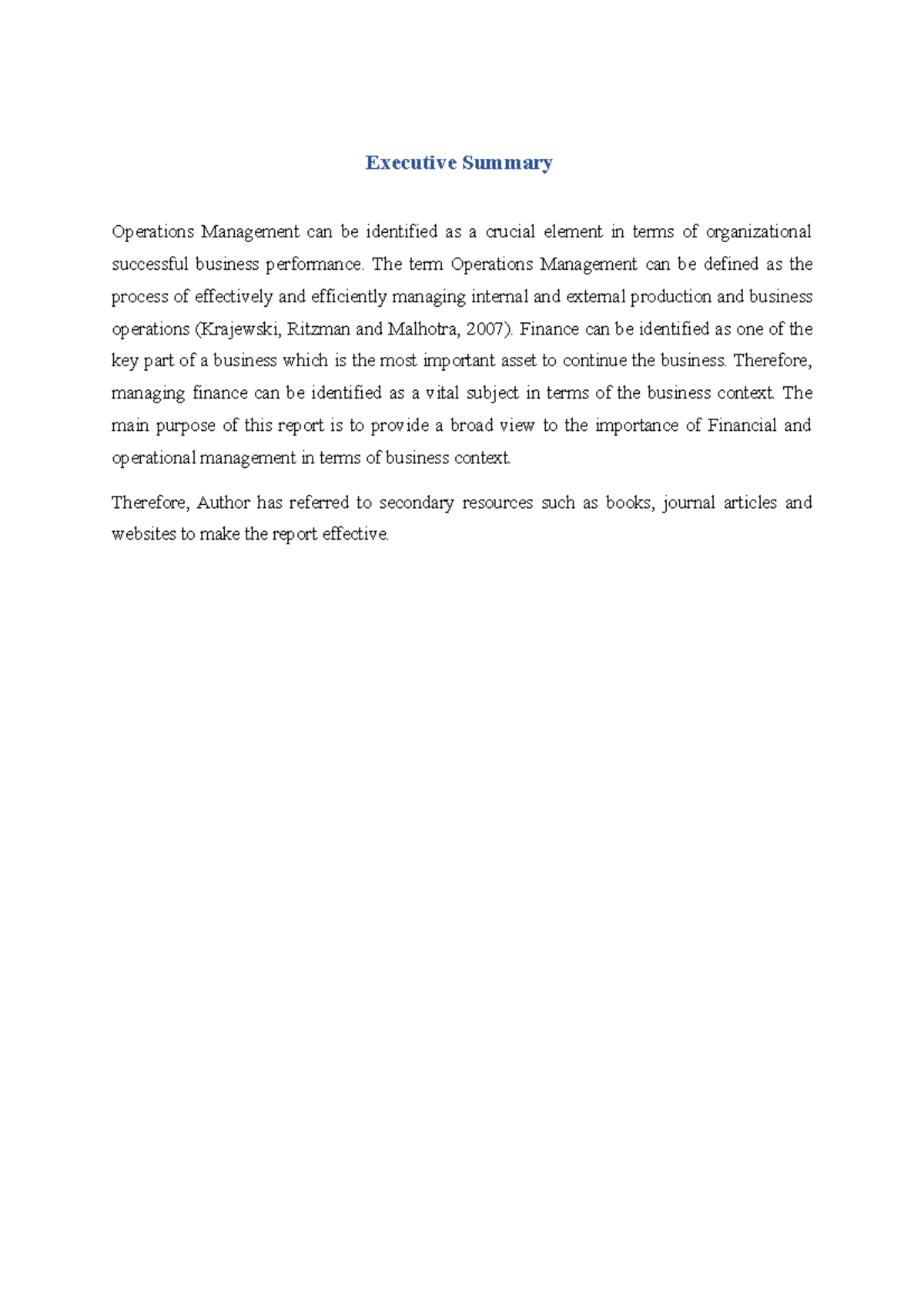 Operation management - Tutorial work prepared for the given questions ...