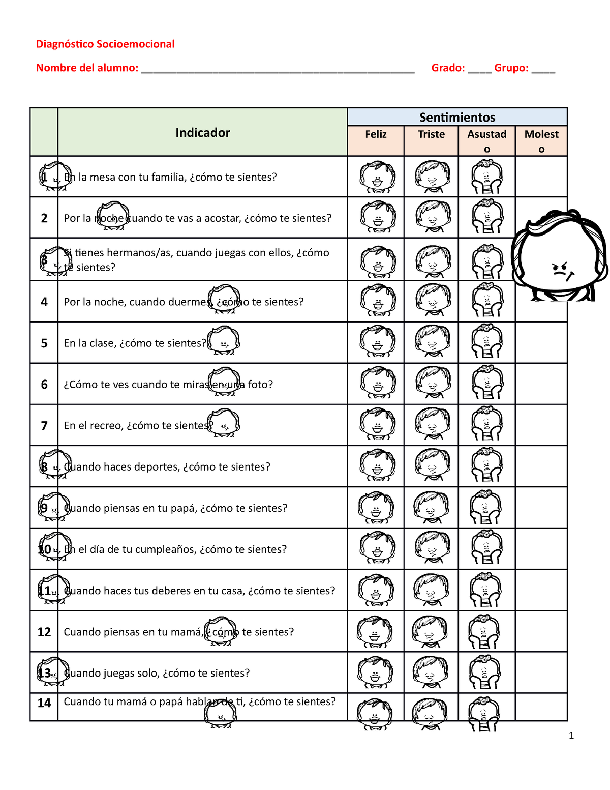 Diagnóstico Socioemociona L Niño - Diagnóstico Socioemocional Nombre ...