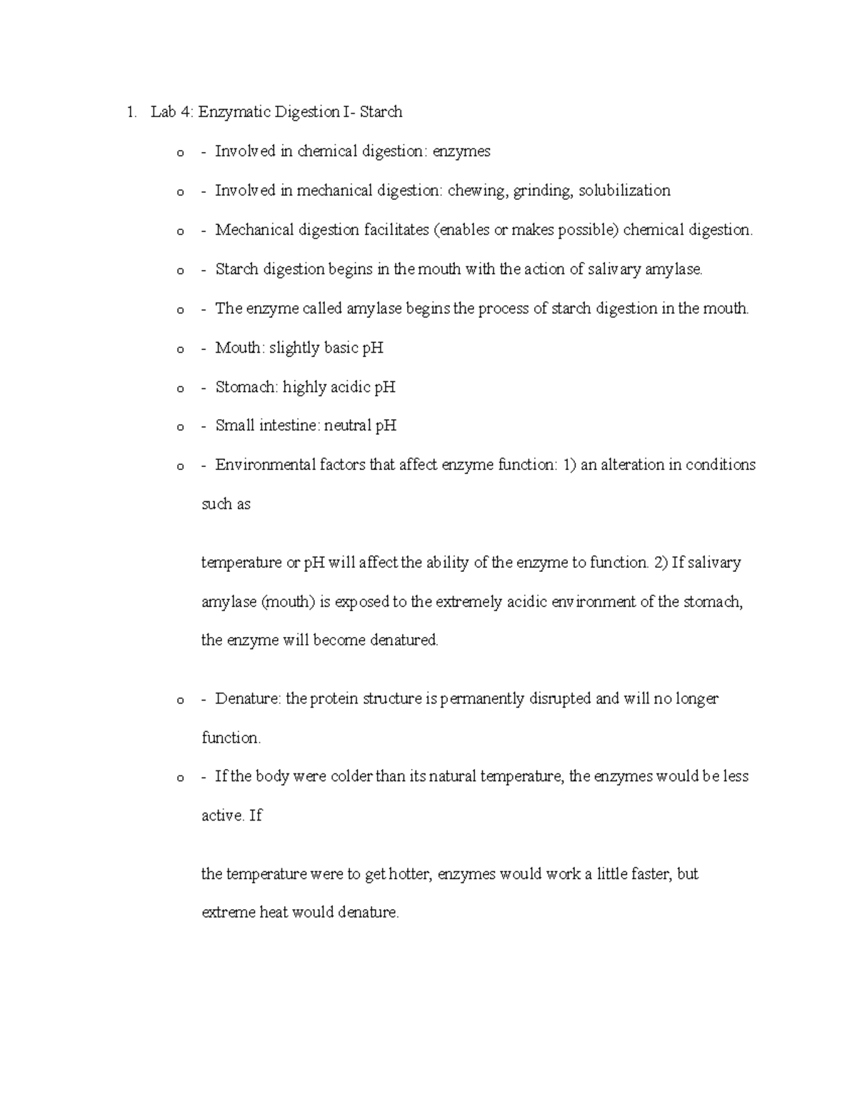 Lab 4 Enzymatic Digestion I Starch Warning TT undefined function