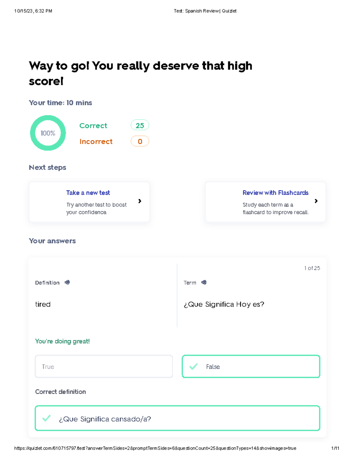Test Spanish Review Quizlet - Way to go! You really deserve that high ...