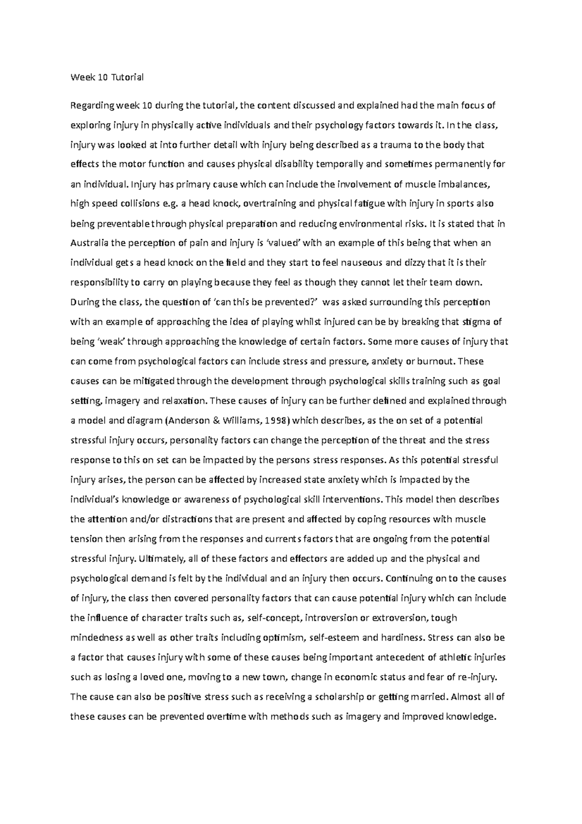 SPS2622 Week 10 - Week 10 Tutorial Regarding week 10 during the ...