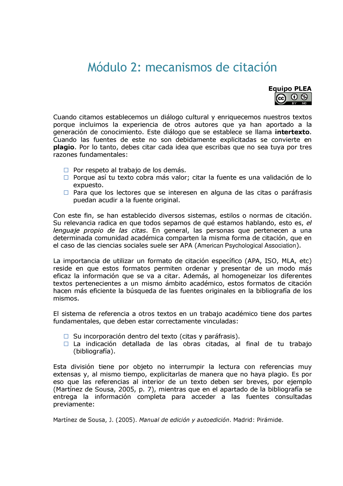Mod 2 citas APA - Documento de citación académica de normas APA - Módulo 2:  mecanismos de citación - Studocu