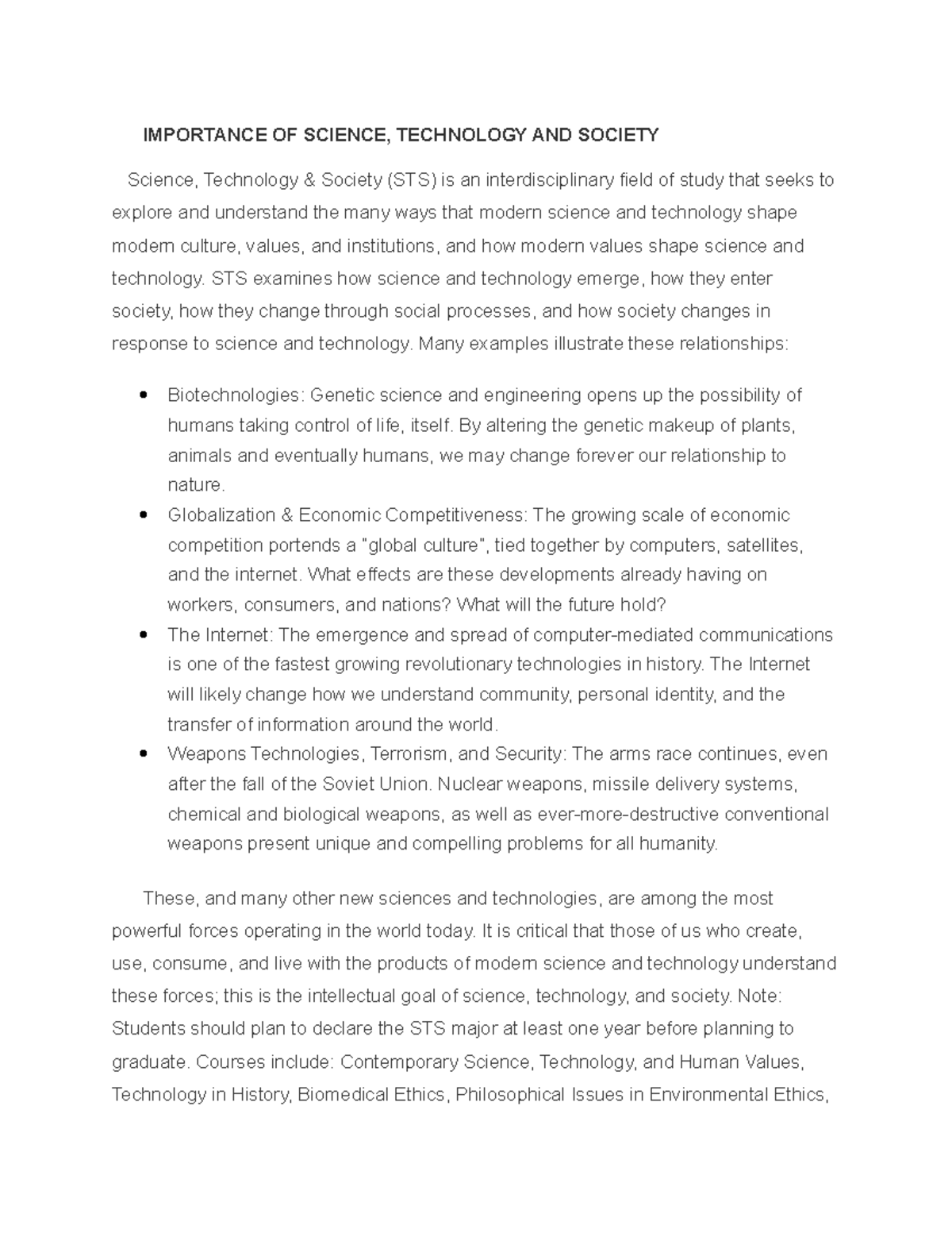 Importance OF Science Technology AND Society IMPORTANCE OF SCIENCE