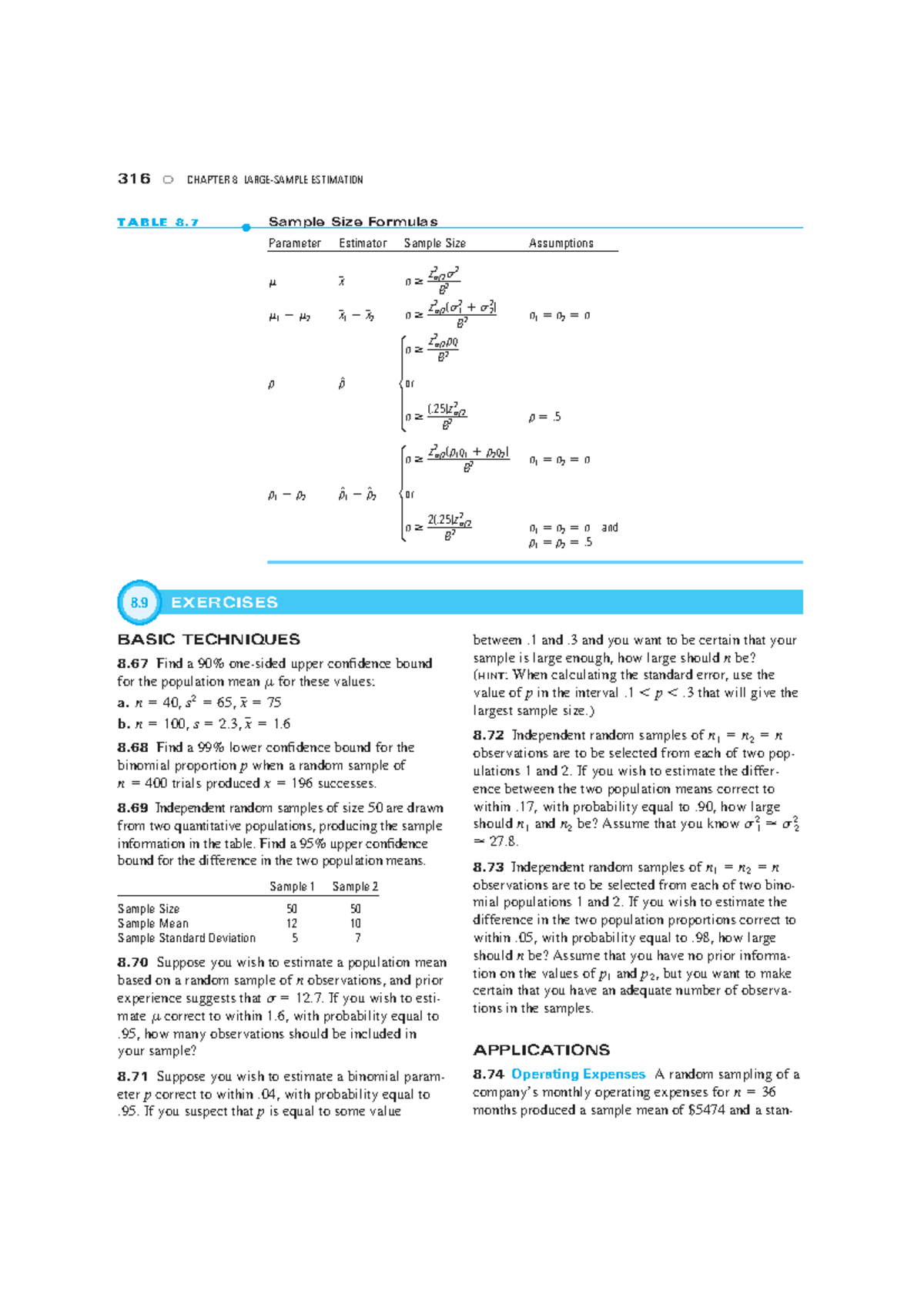 Chapter 8Intro to prob and statisticLarge sample estimation BASIC